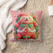 Feestelijke teddybeer met cadeaus en kerstboom kussen (Deken)