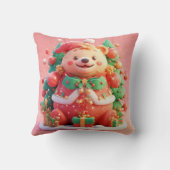 Feestelijke teddybeer met cadeaus en kerstboom kussen (Achterkant)