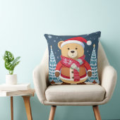 Feestelijke teddybeer met kerstmuts kussen (Stoel)