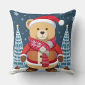 Feestelijke teddybeer met kerstmuts kussen (Voorkant)