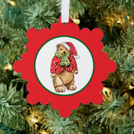 Feestelijke teddybeer ornament kaart