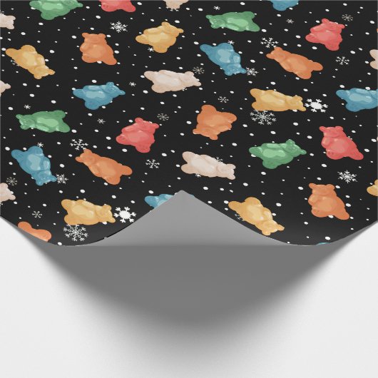 Feestelijke teddyberen en sneeuwvlokken inpakpapie cadeaupapier (Hoek)