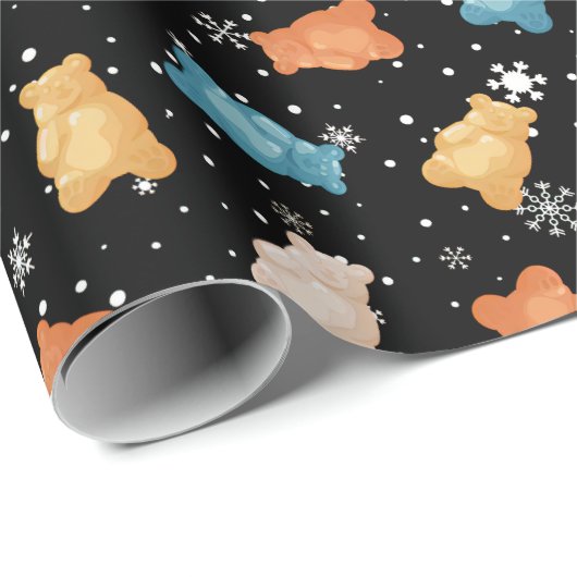 Feestelijke teddyberen en sneeuwvlokken inpakpapie cadeaupapier (Rol Hoek)