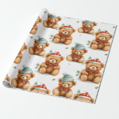 Feestelijke Teddyberen inpakpapier (Uitgerold)