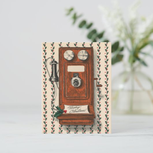 Feestelijke  telefoon Kerstmis Briefkaart (Staand voorkant)