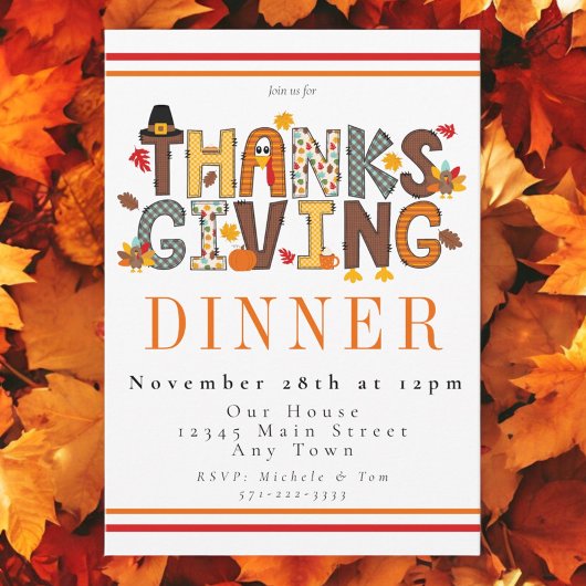 Feestelijke Thanksgiving Diner Turkije Pompoenblad Kaart