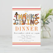 Feestelijke Thanksgiving Diner Turkije Pompoenblad Kaart (Staand voorkant)