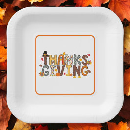 Feestelijke Thanksgiving Elements Papier Servet Papieren Bordje