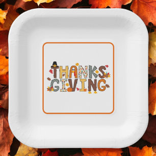 Feestelijke Thanksgiving Elements Papier Servet Papieren Bordje
