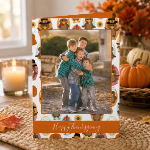 Feestelijke Thanksgiving familie fotokaart Kaart