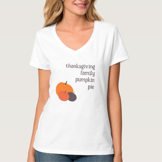 Feestelijke Thanksgiving Familie Sinaasappel Pompo T-shirt (Voorkant)