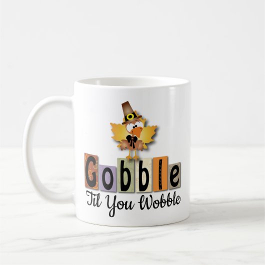 Feestelijke Thanksgiving Gobble Til You WobbleTurk Koffiemok (Links)