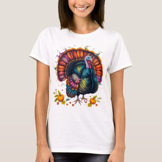 Feestelijke Thanksgiving Turkije T-shirt (Voorkant)
