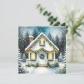 Feestelijke Tiny Home Kerstmis Feestdagenkaart (Staand voorkant)