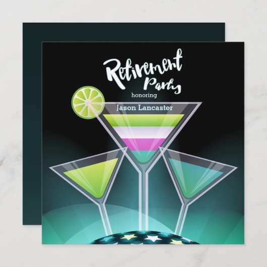 Feestelijke Toast Pensioen Uitnodigingen (Voorkant / Achterkant)