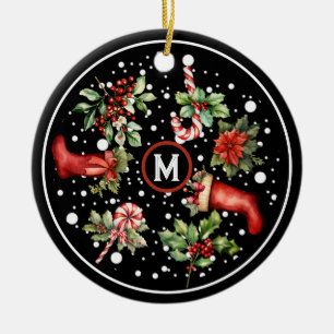 Feestelijke traditionele kerstkousen snoepriet keramisch ornament