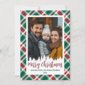 Feestelijke traditionele rood en groen geplakte ke feestdagenkaart (Voorkant)