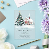 Feestelijke Tree & House Corporate Christmas Party Acryl Uitnodigingen (Insitu (Huwelijk))