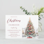 Feestelijke Tree Kantoor Corporate Christmas Party Kaart (Staand voorkant)