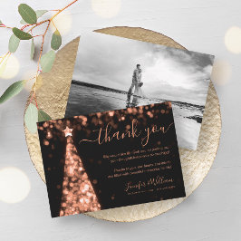 Feestelijke Tree Roos Gold Wedding Foto Dank u Kaart