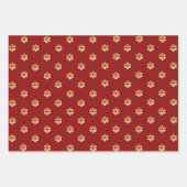 Feestelijke Trendy Kerst Rood & Gouden Daisy Inpakpapier Vel (Voorkant 2)