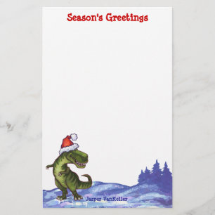 Feestelijke TRex Dino Custom Season's Groeten Briefpapier