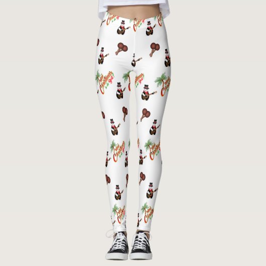 FEestelijke Trini Kerst op WIT Leggings (Voorkant)