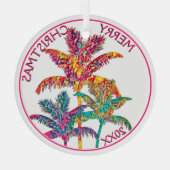 Feestelijke tropische palmbomen Kerstmis Glas Ornament (Achterkant)