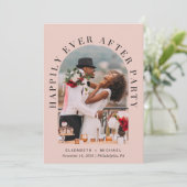 Feestelijke trouwfoto met boogvormige lijst in roz kaart (Staand voorkant)