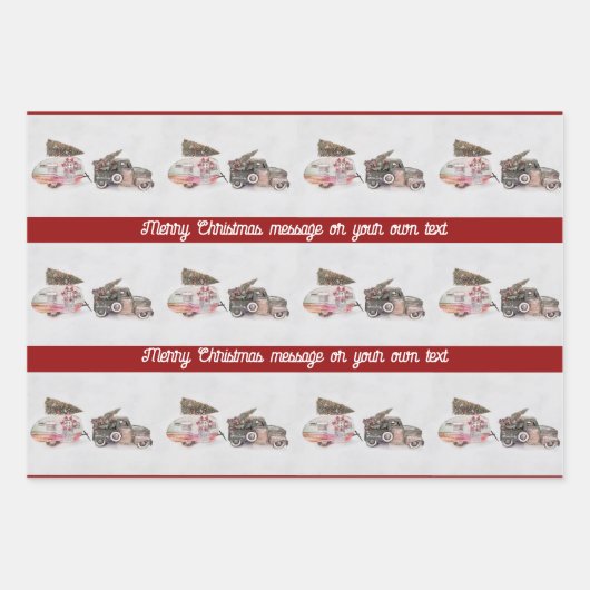 feestelijke truck en camper kerst toevoegen jouw t inpakpapier vel (Voorkant)