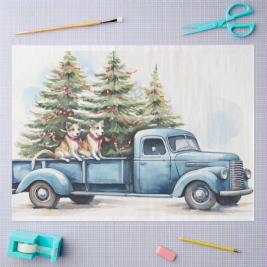 Feestelijke  Truck met Honden Tissuepapier (Craft)