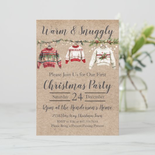 Feestelijke Trui Kerstfeest Kaart (Staand voorkant)