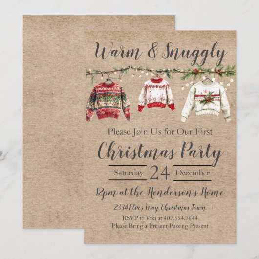 Feestelijke Trui Kerstfeest Kaart (Voorkant / Achterkant)