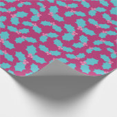 Feestelijke Turquoise & Roze Mistletoe Kerstcadeau Cadeaupapier (Hoek)