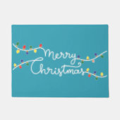 Feestelijke Turquoise Vrolijke Kerstmis Deur Mat (Voorkant)