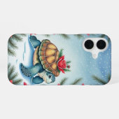 Feestelijke Turtle Flat Vakantie iPhone 16 Hoesje (Achterkant horizontaal)