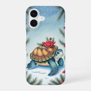 Feestelijke Turtle Flat Vakantie iPhone 16 Hoesje