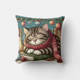 Feestelijke Tuxedo-kat slaapt over boeken Kussen