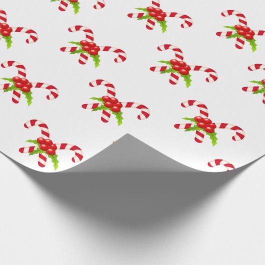 Feestelijke Twin Candy Canes Vakantie Cadeaupapier (Hoek)