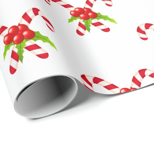Feestelijke Twin Candy Canes Vakantie Cadeaupapier (Rol Hoek)