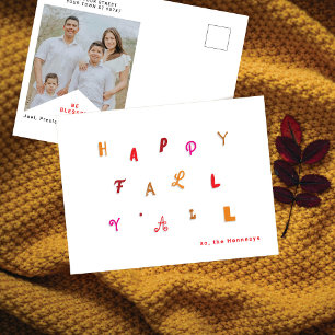 Feestelijke Type Foto "Happy Herfst Y'all" Herfstk Feestdagenkaart