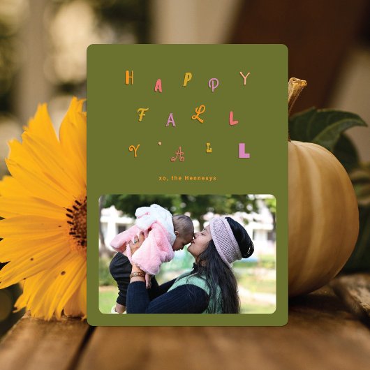 Feestelijke Type Olijf Foto Happy Herfst Y'all Feestdagenkaart