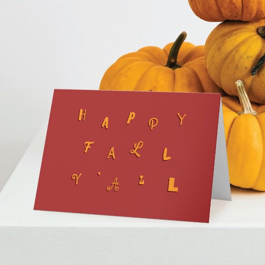 Feestelijke Type Rood Happy Herfst Y'all Gevouwen  Kaart