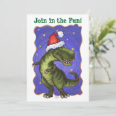 Feestelijke Tyrannosaurus Dino Kerstmis Kaart (Staand voorkant)