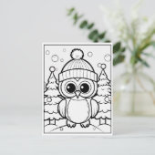 Feestelijke uil kind kleuren briefkaart (Staand voorkant)