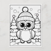Feestelijke uil kind kleuren briefkaart (Voorkant)