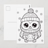 Feestelijke uil kinder kleurstof briefkaart (Voorkant / Achterkant)