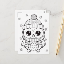 Feestelijke uil kinder kleurstof briefkaart