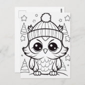 Feestelijke uil kinder kleurstof Briefkaart (Voorkant / Achterkant)