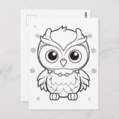 Feestelijke uil kinder kleurstof briefkaart (Voorkant / Achterkant)
